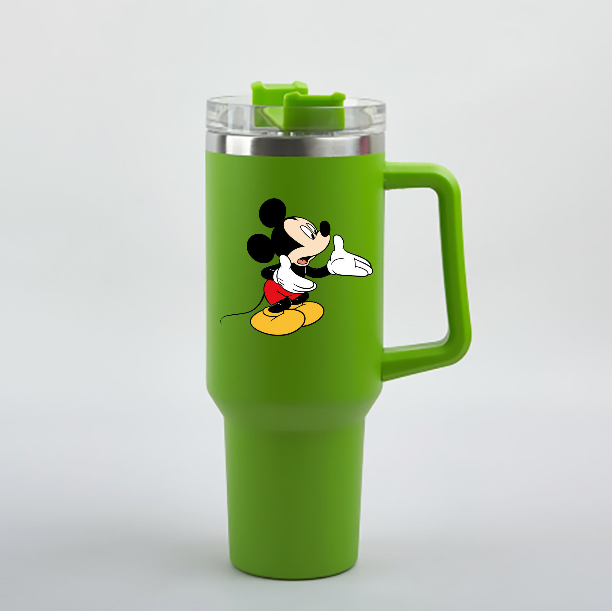 （画像用） ミッキーマウス Mickey Mouse 1200mL車用タンブラー - クリスタルステッカー（プラスチックストロー付き）